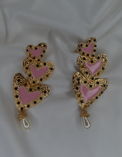 Load image into Gallery viewer, Triple Heart Pearl Drop Earrings
