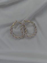 Load image into Gallery viewer, Pearl Twist Gold Hoops
