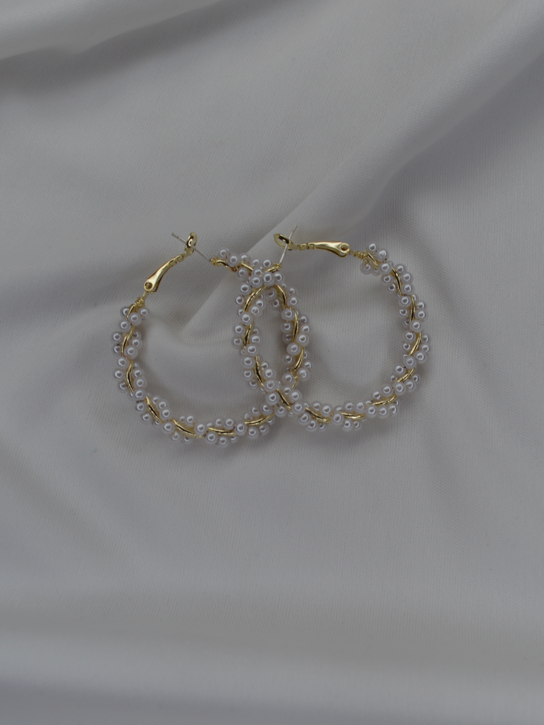 Pearl Twist Gold Hoops