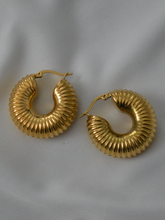 Load image into Gallery viewer, Gold Plated Chunky Shell Hoops
