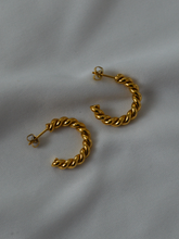 Load image into Gallery viewer, Gold Plated Mini Rope Hoops
