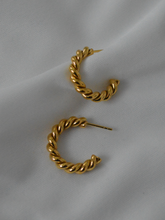 Load image into Gallery viewer, Gold Plated Mini Rope Hoops
