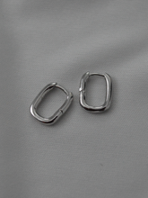 Load image into Gallery viewer, Sterling Silver Rectangle Huggies
